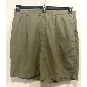 Daniel Cremieux Sage Green Mens Sz 42 Monaco Shorts 100% Linen Pleated Front